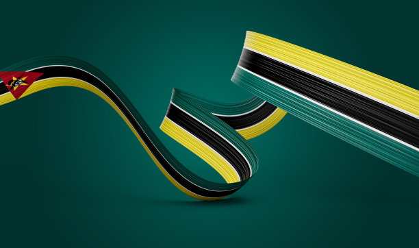 3d莫桑比克国旗3d波浪光泽莫桑比克丝带隔离绿色背景3d插图图片下载