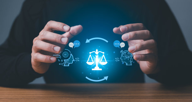 AI伦理或AI法律概念。制定AI伦理规范。合规性、法规、标准、商业政策和责任，以防范机器学习算法中意外的偏差。图片下载