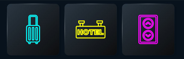 设置线提箱升降机和带有文字的招牌图片下载