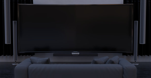 家庭影院集客厅家庭电影室游戏室小影院3D插图图片下载