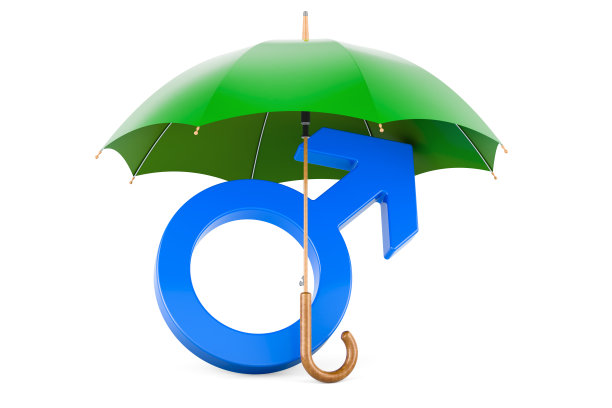 伞下的男性性别象征。三维渲染图片下载