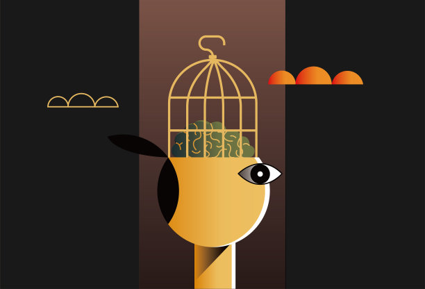 头脑、鸟笼和思想都被禁锢了。图片下载