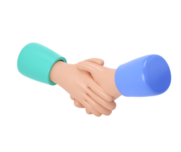 3d插图手。交易图标。卡通人物握手。业务剪贴画与剪贴路径隔离图片下载