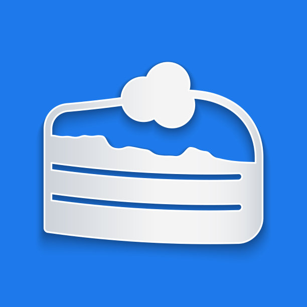 剪纸一块蛋糕图标孤立的蓝色图片下载