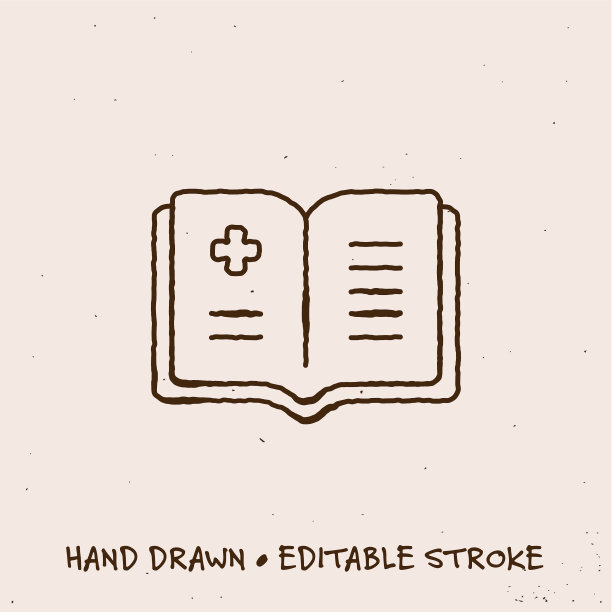 手动绘制的手册图标与可编辑的笔触图片下载