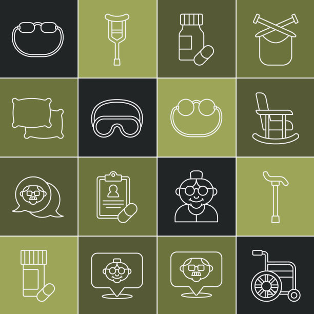 设线轮椅、手杖、手杖、摇椅图片下载