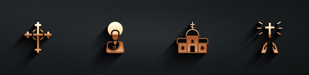 设置基督教十字架和耶稣教堂图片下载