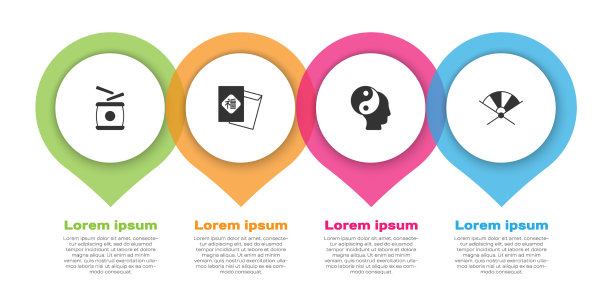 中国的新年鼓设置了阴阳符号和图片下载