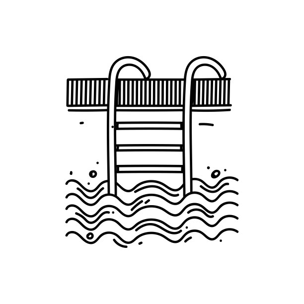 泳池线图标，草图设计，像素完美，可编辑笔触。标志、标志、符号。图片下载