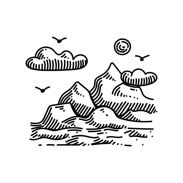 山线图标，草图设计，像素完美，可编辑笔触。标志、标志、符号。图片下载