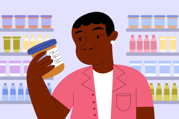 一个年轻的黑人成年人在杂货店独自购物时阅读营养标签图片下载