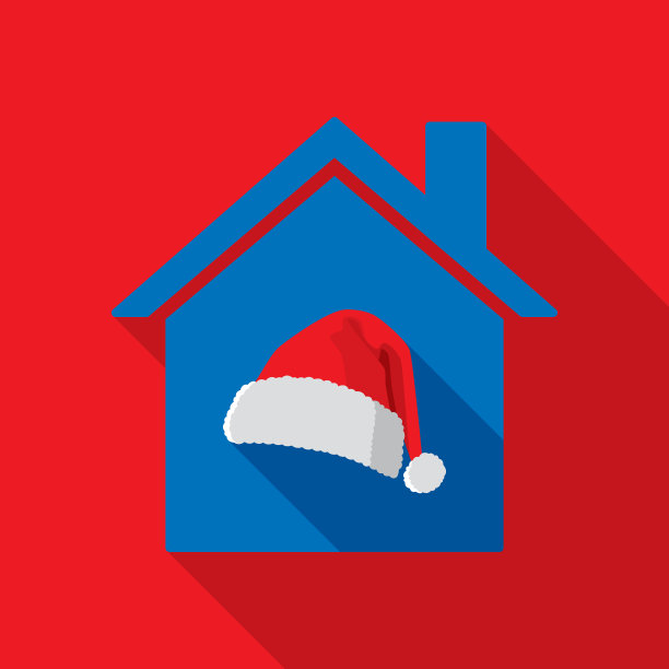 房子圣诞帽图标平图片下载