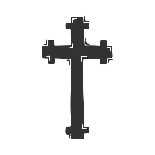 手绘矢量的宗教十字架，孤立在白色的背景。图片下载