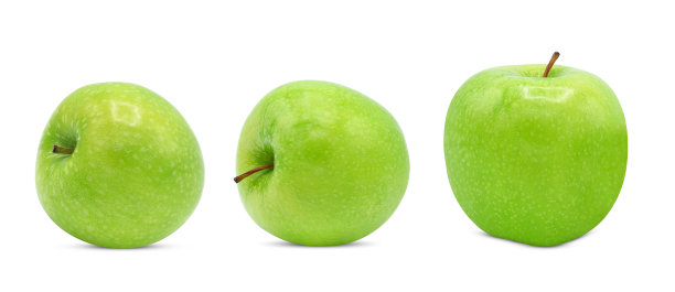 整个新鲜的青苹果孤立在白色图片下载
