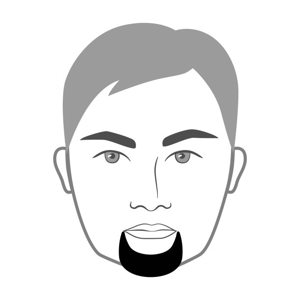 短山羊胡胡式男子在脸上插图面部毛发。矢量灰色黑色肖像男性时尚模板平面理发师集合集。时尚的发型孤立的轮廓在白色的背景。图片下载