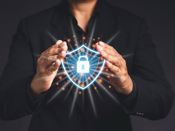 数据加密。商人在虚拟界面上保护数据个人信息图片下载