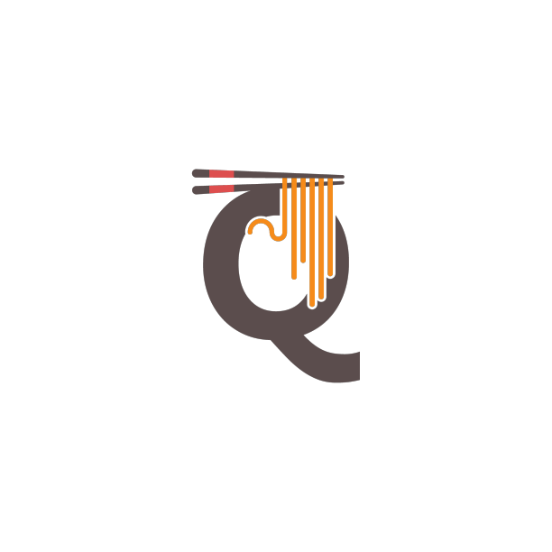 字母q带有筷子和面条的图标标志图片下载