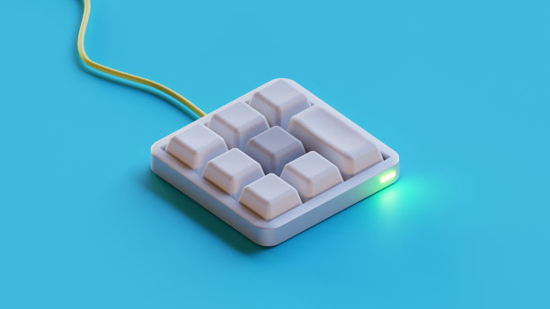 电脑numpad没有数字，PC键盘上的键盘上的蓝色背景。空白数字键盘，近距离观察。3 d演示。图片下载