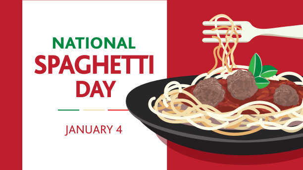 1月4日的意大利面日概念。横幅横幅模板设计，海报与文字图片下载