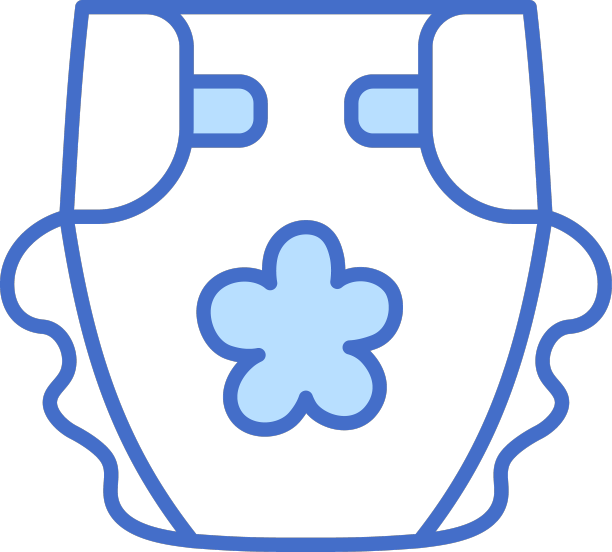 纸尿裤细线图标蓝色新生儿纸尿裤轮廓图片下载