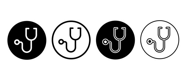 听诊器矢量图标集。医生，医学符号图片下载