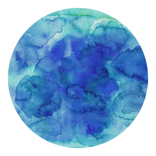 蓝色水彩纹理呈圆形孤立图片下载