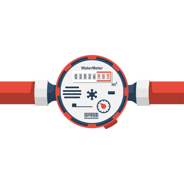 水表。一种测量热水消耗量的装置。图片下载