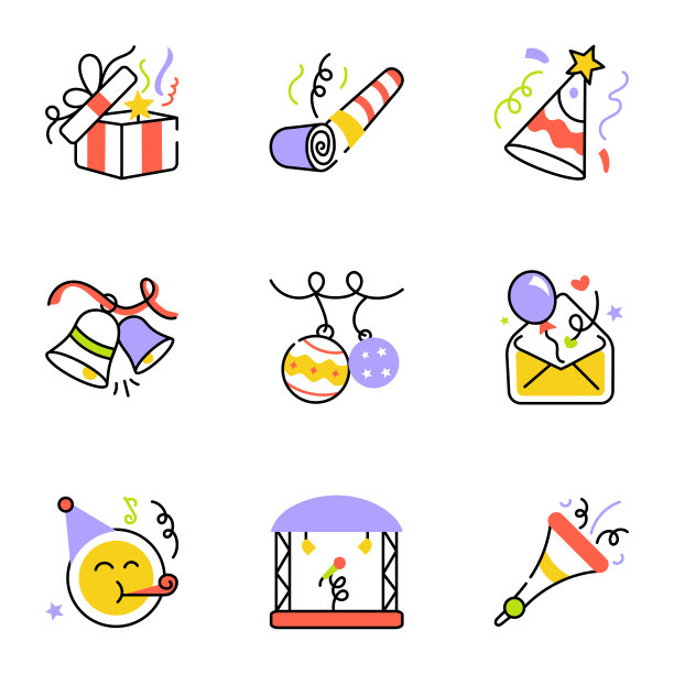 派对庆典涂鸦图标包图片下载