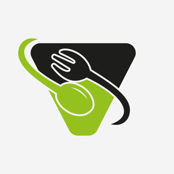 字母V餐厅标志结合叉子和勺子的图标图片下载