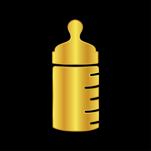 金色婴儿奶瓶插图图片下载