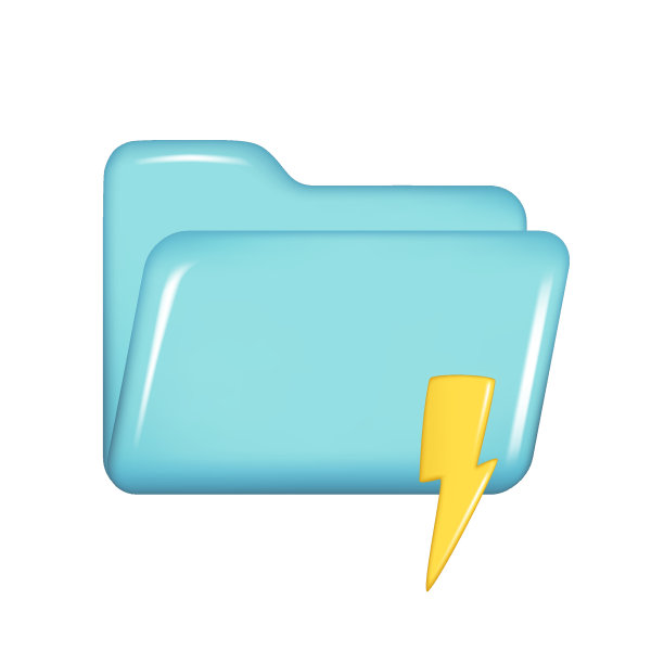 现实的3d蓝色文件夹与闪电。装饰三维管理，打开的文件元素，网页符号，纸张图标，存档标志。矢量插图隔离在白色背景上图片下载