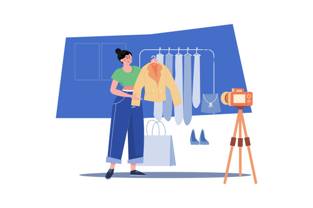 女时尚视频博主试穿衣服图片下载