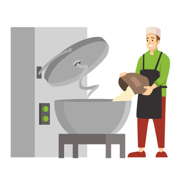 烘焙食品生产行业制造字符平面矢量插图孤立在白色背景上图片下载