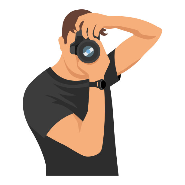 男子摄影师平面矢量插图孤立的白色背景图片下载