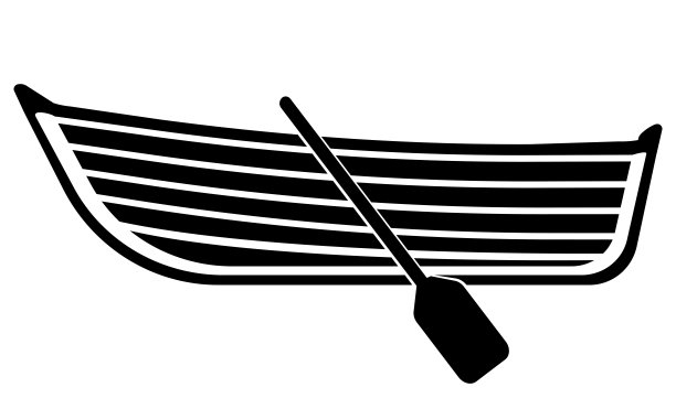 划艇标志插图，黑色在白色的背景图片下载