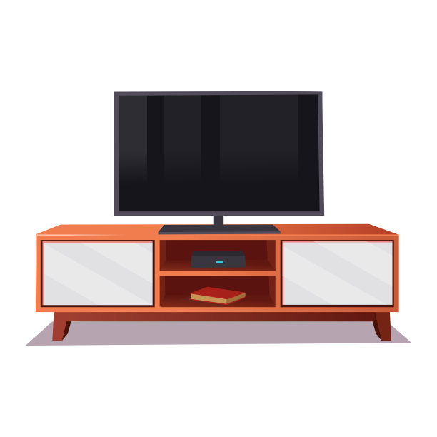 带电视的木架子。矢量插图。图片下载