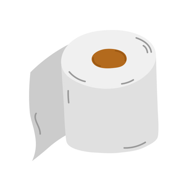 矢量厕纸卡通插图孤立的白色背景。卫生图标。卫浴配件、卫生间图片下载