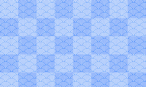 方格水蓝色图案背景与日本青花波图片下载
