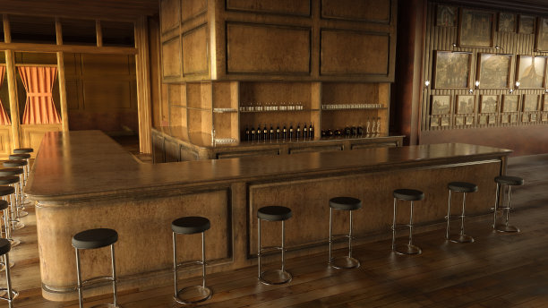 3D渲染牛排餐厅内部图片下载