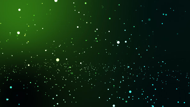 黑色背景上的4k绿色漂浮尘埃颗粒。循环动态风粒子在空气中与3D动画散景图片下载