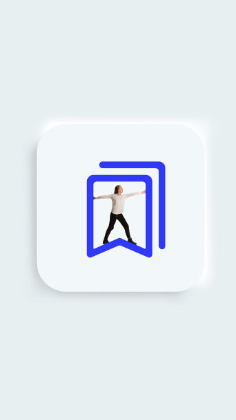 常见的行为。当代艺术拼贴。书签图标，网页，电脑和移动应用程序按钮。年轻的女商人呆在标志的旗帜。图片下载