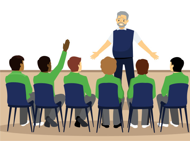 运动教练给他的运动员演讲平面矢量插图隔离在白色背景上图片下载