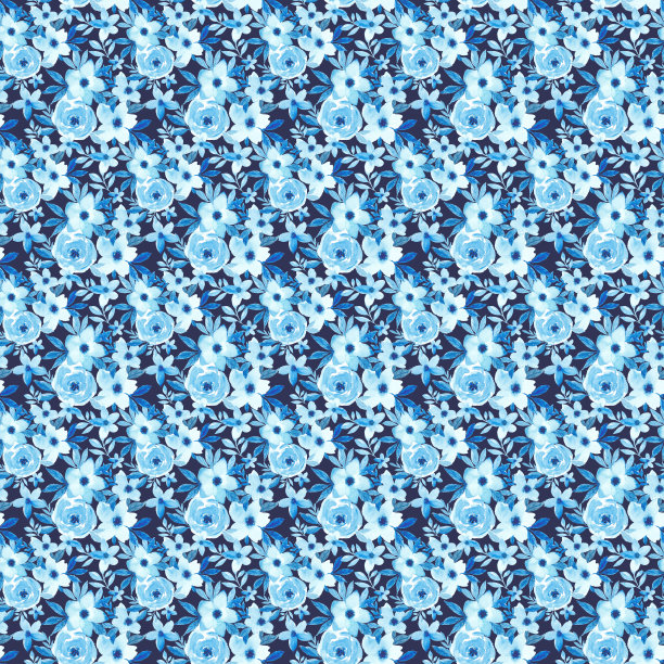 水彩小蓝花图案。粗心大意的模式。时髦的花卉图案在盛开的植物学。时尚印花。图片下载