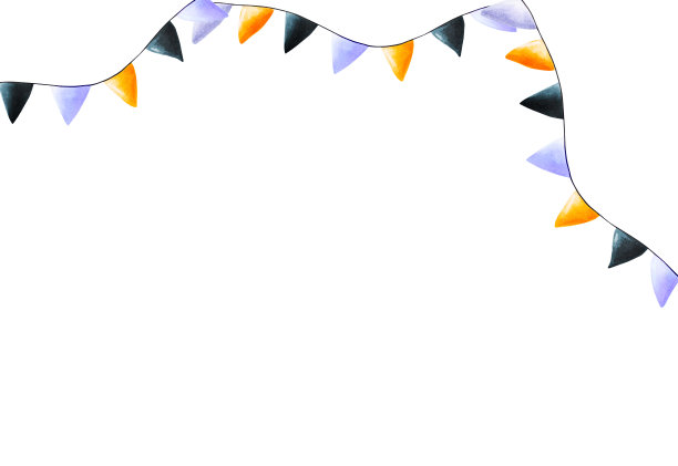 水彩框架与节日旗帜万圣节插图。手绘明信片孤立在白色背景。用于设计师，装饰，商店，用于明信片，包装纸，封面。海报及纺织品图片下载