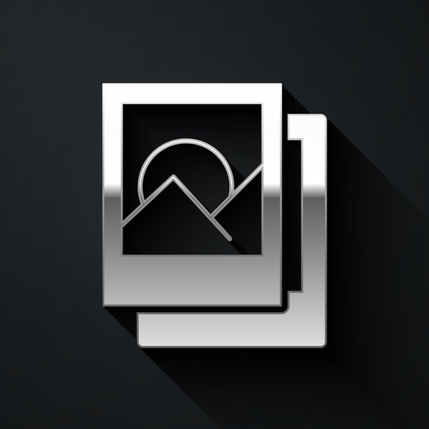 银色相框图标孤立的黑色图片下载