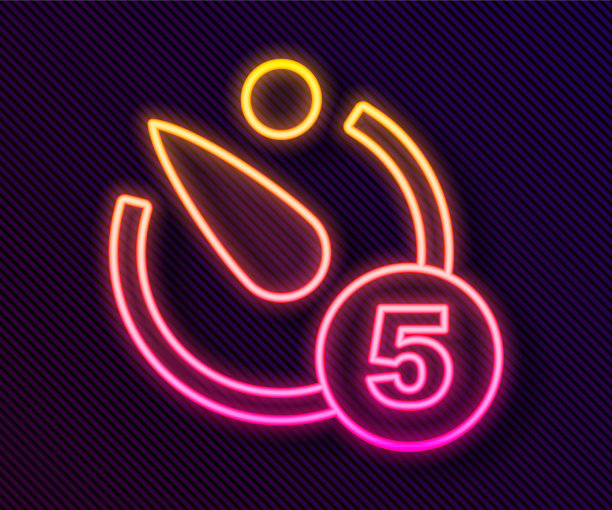 发光的霓虹灯线相机定时器图标隔离上图片下载