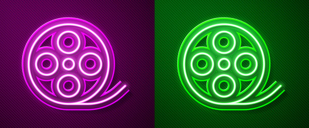 发光的霓虹灯线胶片卷轴图标孤立上图片下载