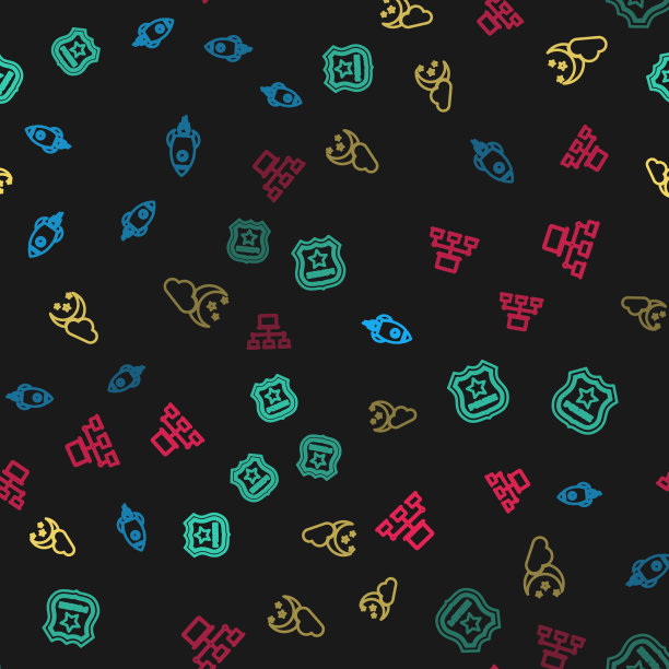 设置线火箭船与消防警察徽章图片下载