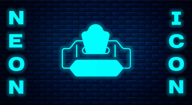 发光的霓虹湿擦包图标孤立的砖图片下载