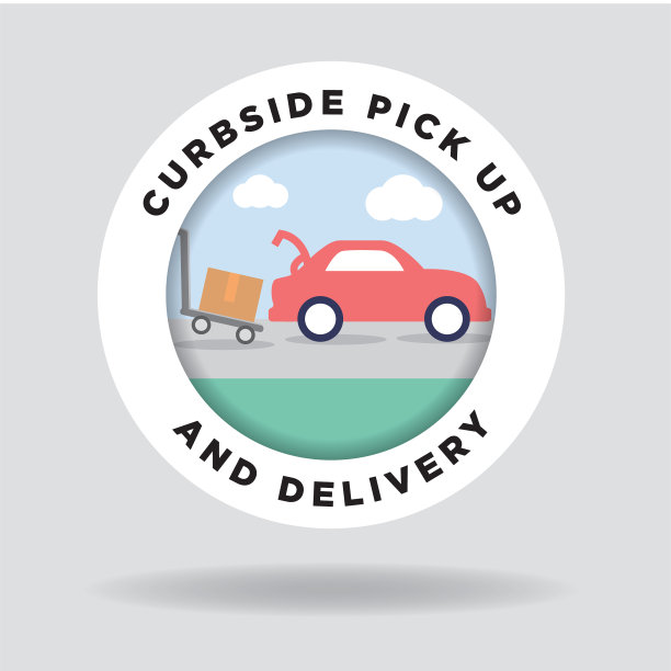 路边取货和送货轮标签设计图片下载